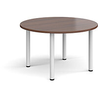 Circular white radial leg meeting table 1200mm - walnut Circular white radial leg meeting table 1200mm - walnut