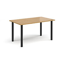 Rectangular Black Radial Leg Meeting Table W1400xD800xH725mm - Oak