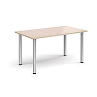 Rectangular silver radial leg meeting table 1400mm x 800mm - maple Rectangular silver radial leg meeting table 1400mm x 800mm - maple