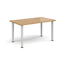 Rectangular White Radial Leg Meeting Table W1400xD800xH725mm - Oak