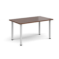 Rectangular white radial leg meeting table 1400mm x 800mm - walnut Rectangular white radial leg meeting table 1400mm x 800mm - walnut