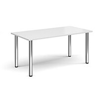 Rectangular Chrome Radial Leg Meeting Table W1600xD800xH725mm - White