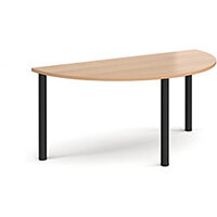 Semi Circular Black Radial Leg Meeting Table W1600xD800xH725mm - Beech