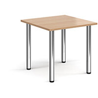 Rectangular Chrome Radial Leg Meeting Table W800xD800xH725mm - Beech