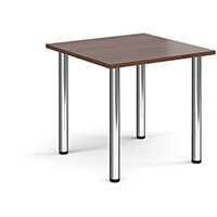 Rectangular chrome radial leg meeting table 800mm x 800mm - walnut Rectangular chrome radial leg meeting table 800mm x 800mm - walnut