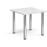 Rectangular Chrome Radial Leg Meeting Table W800xD800xH725mm - White