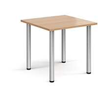 Rectangular Silver Radial Leg Meeting Table W800xD800xH725mm - Beech