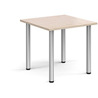 Rectangular silver radial leg meeting table 800mm x 800mm - maple Rectangular silver radial leg meeting table 800mm x 800mm - maple