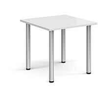 Rectangular Silver Radial Leg Meeting Table W800xD800xH725mm - White