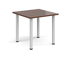 Rectangular white radial leg meeting table 800mm x 800mm - walnut Rectangular white radial leg meeting table 800mm x 800mm - walnut