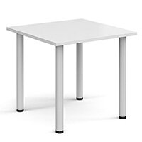 Rectangular White Radial Leg Meeting Table W800xD800xH725mm - White