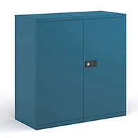 Steel contract cupboard with 1 shelf 1000mm high - blue Steel contract cupboard with 1 shelf 1000mm high - blue