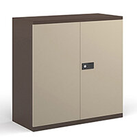 Steel contract cupboard with 1 shelf 1000mm high - coffee/cream Steel contract cupboard with 1 shelf 1000mm high - coffee/cream