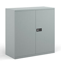 Steel contract cupboard with 1 shelf 1000mm high - silver Steel contract cupboard with 1 shelf 1000mm high - silver