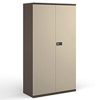Steel contract cupboard with 3 shelves 1806mm high - coffee/cream Steel contract cupboard with 3 shelves 1806mm high - coffee/cream