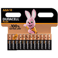 Duracell Plus AAA Battery Alkaline 100% Extra Life Pack of 12 5009382 Duracell Plus AAA Battery Alkaline 100% Extra Life Pack of 12 5009382