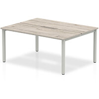 Evolve Plus B2B Silver Frame Bench Desk W1400mm Grey Oak (2 Person Pod)