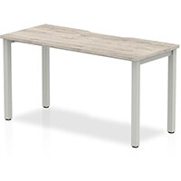 Evolve Plus Single Silver Frame Bench Desk W1400mm Grey Oak
