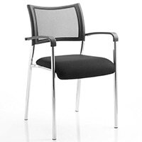 Brunswick Boardroom & Visitor Chair Black Fabric With Arms Chrome Frame