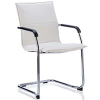 Echo Boardroom & Visitor Cantilever Chair White Bonded Leather With Arms Echo Boardroom & Visitor Cantilever Chair White Bonded Leather With Arms