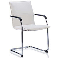 Echo Boardroom & Visitor Cantilever Chair White Bonded Leather With Arms