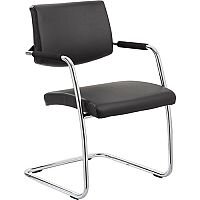 Havanna Boardroom & Visitor Chair Black Leather With Arms