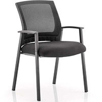 Metro Boardroom & Visitor Chair Black Fabric Black Mesh Back With Arms