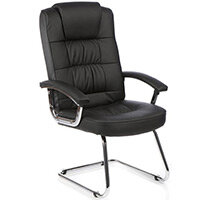 Moore Deluxe Boardroom & Visitor Cantilever Chair Black Leather With Arms