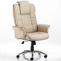 Chelsea Executive High Back Heavy Duty Office Chair Cream Bonded Leather With Static Arms Wide Seat & Height Adjustable Headrest - Weight Tolerance Up to 150kg Chelsea Executive High Back Heavy Duty Office Chair Cream Bonded Leather With Static Arms Wide Seat & Height Adjustable Headrest - Weight Tolerance Up to 150kg