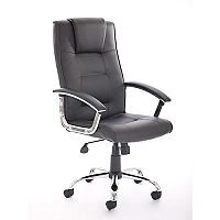 Thrift Executive Office Chair Black Bonded Leather With Padded Arms