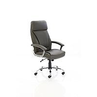 Penza Executive Office Chair - Brown Leather Seat & Back - Fixed Padded Arms - Five Star Chrome Base Penza Executive Office Chair - Brown Leather Seat & Back - Fixed Padded Arms - Five Star Chrome Base
