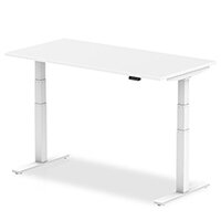 Air Electric Height Adjustable Rectangular Sit Stand Desk Plain Top W1400xD800xH660-1310mm White Top White Frame