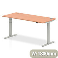 Air Electric Height Adjustable Rectangular Sit Stand Desk Portal Top W1800xD800xH660-1310mm Beech Top Silver Frame Air Electric Height Adjustable Rectangular Sit Stand Desk Portal Top W1800xD800xH660-1310mm Beech Top Silver Frame