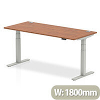 Air Electric Height Adjustable Rectangular Sit Stand Desk Portal Top W1800xD800xH660-1310mm Walnut Top Silver Frame Air Electric Height Adjustable Rectangular Sit Stand Desk Portal Top W1800xD800xH660-1310mm Walnut Top Silver Frame