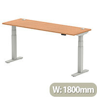 Air Electric Height Adjustable Rectangular Sit Stand Desk Portal Top W1800xD600xH660-1310mm Oak Top Silver Frame Air Electric Height Adjustable Rectangular Sit Stand Desk Portal Top W1800xD600xH660-1310mm Oak Top Silver Frame