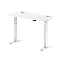 Air Electric Height Adjustable Rectangular Sit Stand Desk Portal Top W1200xD600xH660-1310mm White Top White Frame