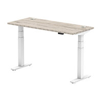Air Electric Height Adjustable Rectangular Sit Stand Desk Portal Top W1400xD600xH660-1310mm Grey Oak Top White Frame Air Electric Height Adjustable Rectangular Sit Stand Desk Portal Top W1400xD600xH660-1310mm Grey Oak Top White Frame