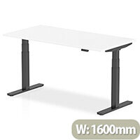 Air Electric Height Adjustable Rectangular Sit Stand Desk Plain Top W1600xD800xH660-1310mm White Top Black Frame Air Electric Height Adjustable Rectangular Sit Stand Desk Plain Top W1600xD800xH660-1310mm White Top Black Frame