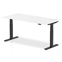 Air Electric Height Adjustable Rectangular Sit Stand Desk Plain Top W1800xD800xH660-1310mm White Top Black Frame Air Electric Height Adjustable Rectangular Sit Stand Desk Plain Top W1800xD800xH660-1310mm White Top Black Frame