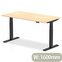 Air Electric Height Adjustable Rectangular Sit Stand Desk Plain Top W1600xD800xH660-1310mm Maple Top Black Frame Air Electric Height Adjustable Rectangular Sit Stand Desk Plain Top W1600xD800xH660-1310mm Maple Top Black Frame