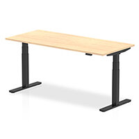 Air Electric Height Adjustable Rectangular Sit Stand Desk Plain Top W1800xD800xH660-1310mm Maple Top Black Frame Air Electric Height Adjustable Rectangular Sit Stand Desk Plain Top W1800xD800xH660-1310mm Maple Top Black Frame