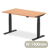 Air Electric Height Adjustable Rectangular Sit Stand Desk Plain Top W1400xD800xH660-1310mm Oak Top Black Frame Air Electric Height Adjustable Rectangular Sit Stand Desk Plain Top W1400xD800xH660-1310mm Oak Top Black Frame