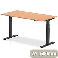 Air Electric Height Adjustable Rectangular Sit Stand Desk Plain Top W1600xD800xH660-1310mm Oak Top Black Frame Air Electric Height Adjustable Rectangular Sit Stand Desk Plain Top W1600xD800xH660-1310mm Oak Top Black Frame