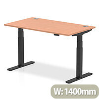 Air Electric Height Adjustable Rectangular Sit Stand Desk Portal Top W1400xD800xH660-1310mm Beech Top Black Frame Air Electric Height Adjustable Rectangular Sit Stand Desk Portal Top W1400xD800xH660-1310mm Beech Top Black Frame