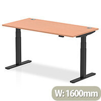 Air Electric Height Adjustable Rectangular Sit Stand Desk Portal Top W1600xD800xH660-1310mm Beech Top Black Frame Air Electric Height Adjustable Rectangular Sit Stand Desk Portal Top W1600xD800xH660-1310mm Beech Top Black Frame