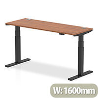 Air Electric Height Adjustable Rectangular Sit Stand Desk Portal Top W1600xD600xH660-1310mm Walnut Top Black Frame Air Electric Height Adjustable Rectangular Sit Stand Desk Portal Top W1600xD600xH660-1310mm Walnut Top Black Frame
