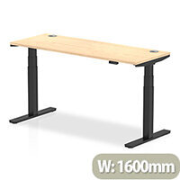 Air Electric Height Adjustable Rectangular Sit Stand Desk Portal Top W1600xD600xH660-1310mm Maple Top Black Frame Air Electric Height Adjustable Rectangular Sit Stand Desk Portal Top W1600xD600xH660-1310mm Maple Top Black Frame