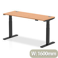Air Electric Height Adjustable Rectangular Sit Stand Desk Portal Top W1600xD600xH660-1310mm Oak Top Black Frame Air Electric Height Adjustable Rectangular Sit Stand Desk Portal Top W1600xD600xH660-1310mm Oak Top Black Frame