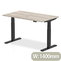 Air Electric Height Adjustable Rectangular Sit Stand Desk Plain Top W1400xD800xH660-1310mm Grey Oak Top Black Frame Air Electric Height Adjustable Rectangular Sit Stand Desk Plain Top W1400xD800xH660-1310mm Grey Oak Top Black Frame