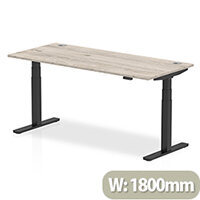 Air Electric Height Adjustable Rectangular Sit Stand Desk Portal Top W1800xD800xH660-1310mm Grey Oak Top Black Frame Air Electric Height Adjustable Rectangular Sit Stand Desk Portal Top W1800xD800xH660-1310mm Grey Oak Top Black Frame